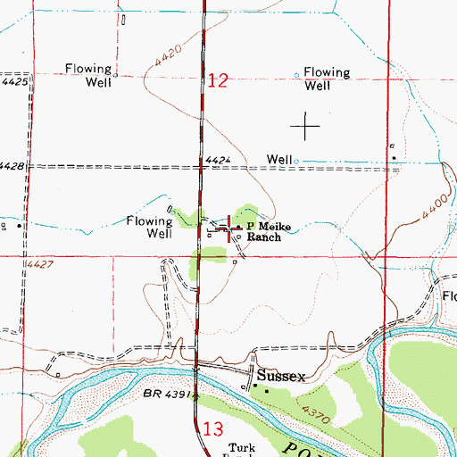 Topographic Map of P Meike Ranch, WY