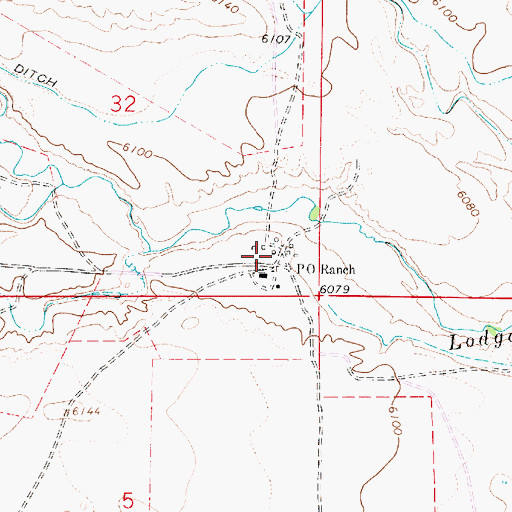 Topographic Map of P O Ranch, WY