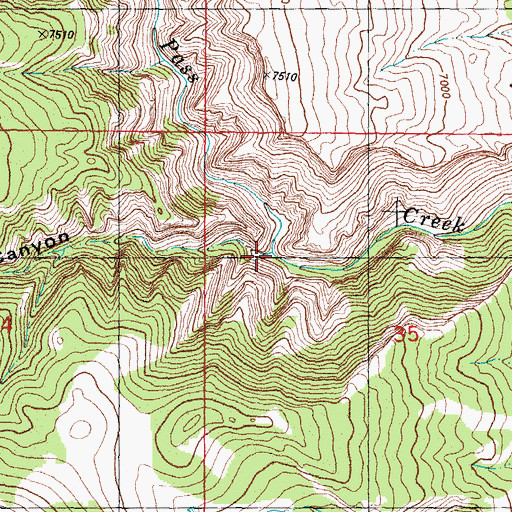 Topographic Map of Packsaddle Canyon, WY