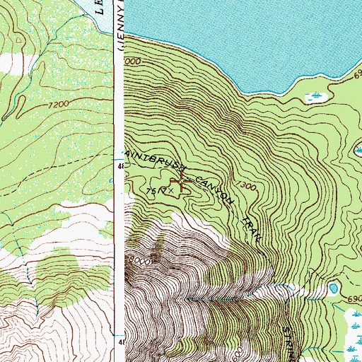 Topographic Map of Paintbrush Canyon Trail, WY