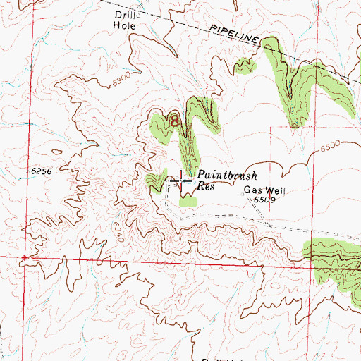 Topographic Map of Paintbrush Reservoir, WY
