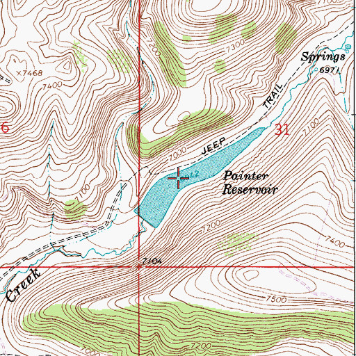 Topographic Map of Painter Reservoir, WY