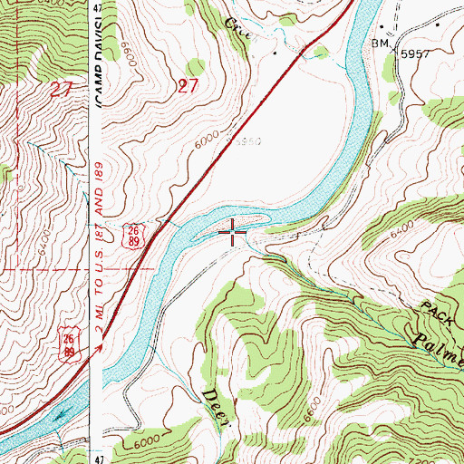Topographic Map of Palmer Creek, WY