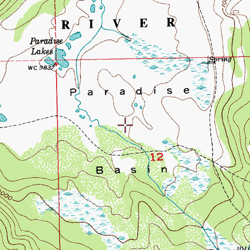 Topographic Map of Paradise Basin, WY