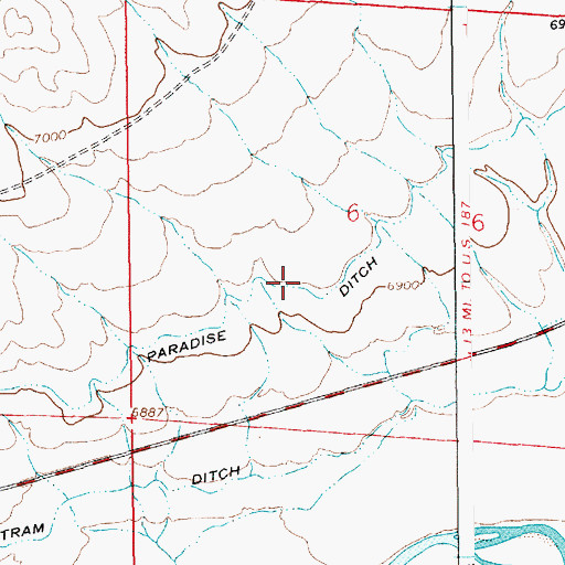 Topographic Map of Paradise Ditch, WY