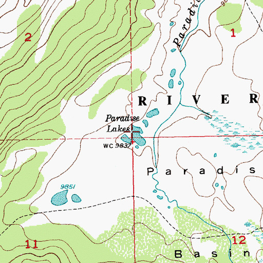 Topographic Map of Paradise Lakes, WY