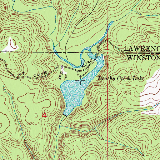 Topographic Map of Brushy Creek Lake, AL