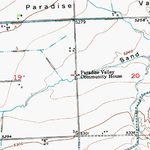 Topographic Map of Paradise Valley Community House, WY