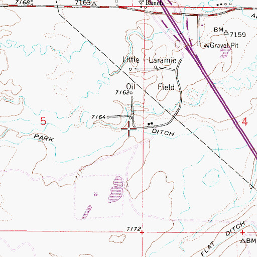 Topographic Map of Park Ditch, WY