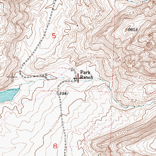 Topographic Map of Park Ranch, WY