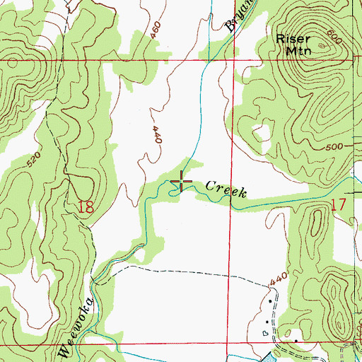 Topographic Map of Bryant Branch, AL