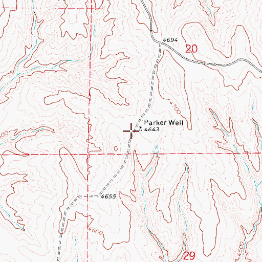 Topographic Map of Parker Well, WY