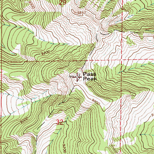 Topographic Map of Pass Peak, WY
