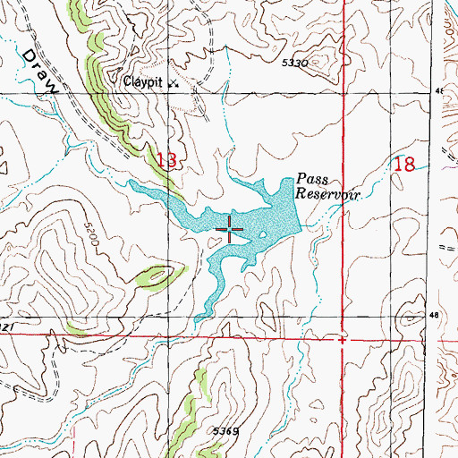 Topographic Map of Pass Reservoir, WY