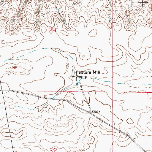Topographic Map of Pasture Mill Camp, WY