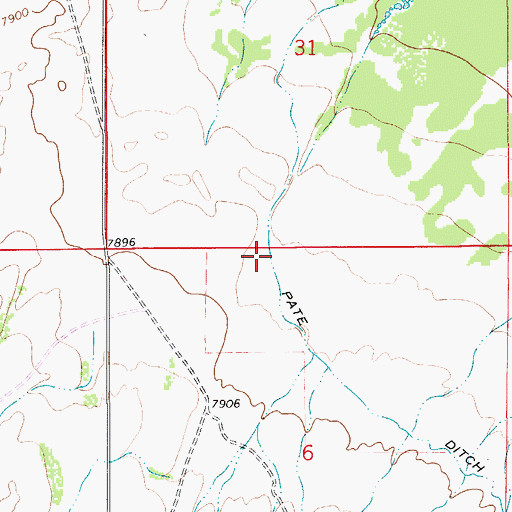Topographic Map of Pate Ditch, WY
