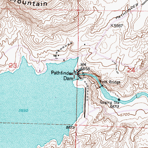 Topographic Map of Pathfinder Dam, WY