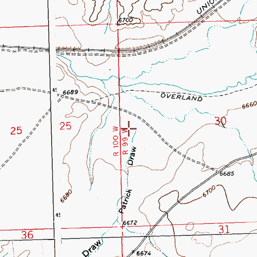 Topographic Map of Patrick Draw, WY