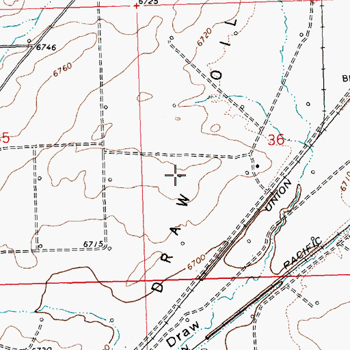 Topographic Map of Patrick Draw Oil Field, WY