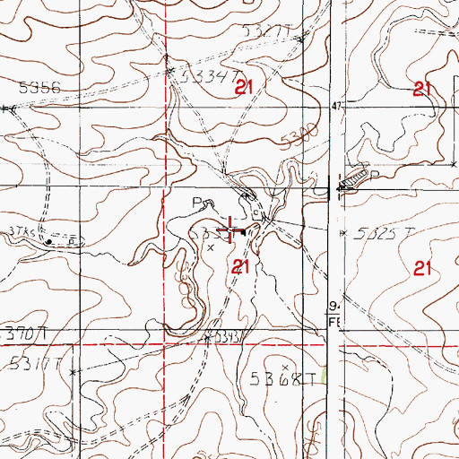 Topographic Map of Patterson Ranch, WY