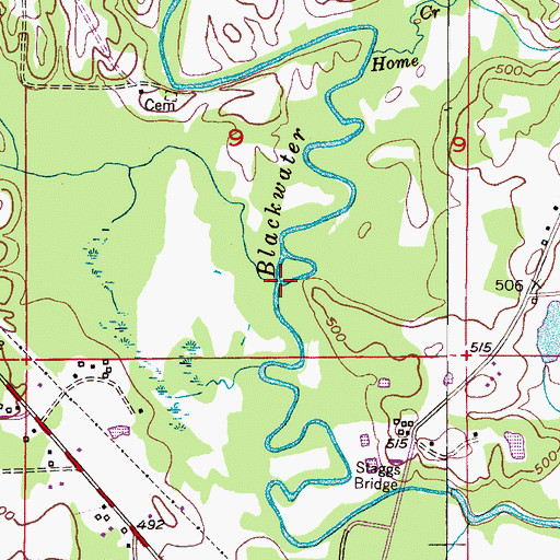 Topographic Map of Buck Creek, AL
