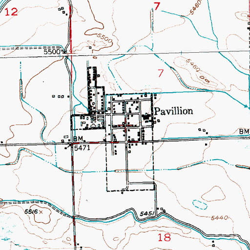 Topographic Map of Pavillion, WY