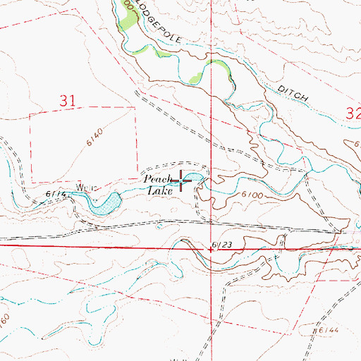 Topographic Map of Peach Lake, WY