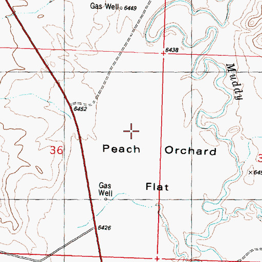 Topographic Map of Peach Orchard Flat, WY