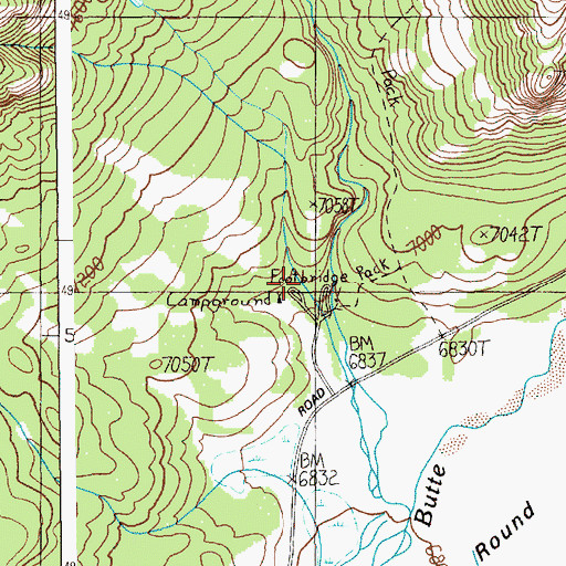 Topographic Map of Pebble Creek Campground, WY