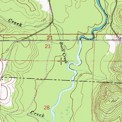 Topographic Map of Buck Creek, AL