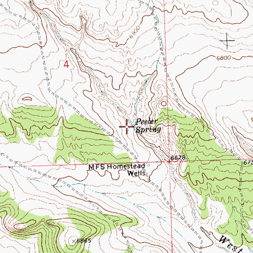 Topographic Map of Peeler Spring, WY