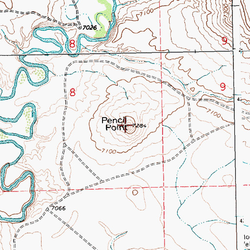 Topographic Map of Pencil Point, WY