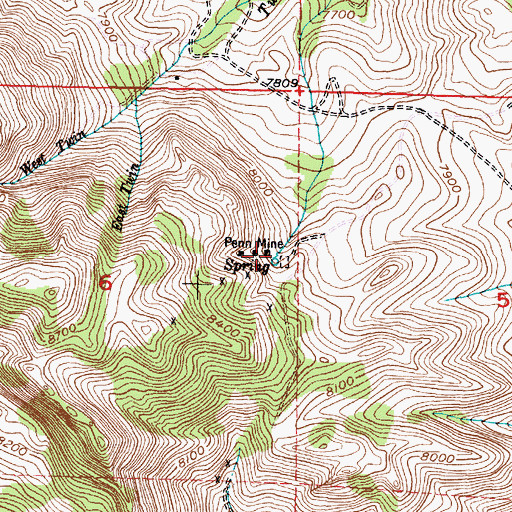 Topographic Map of Penn Mine, WY