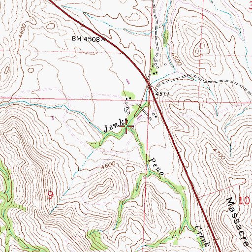 Topographic Map of Peno Creek, WY