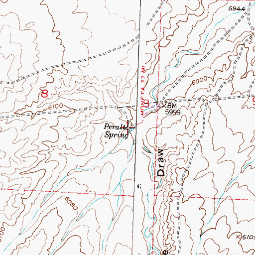 Topographic Map of Peralta Spring, WY