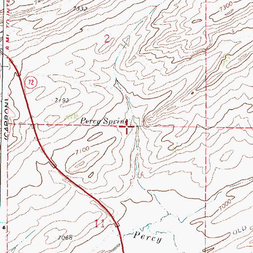 Topographic Map of Percy Spring, WY