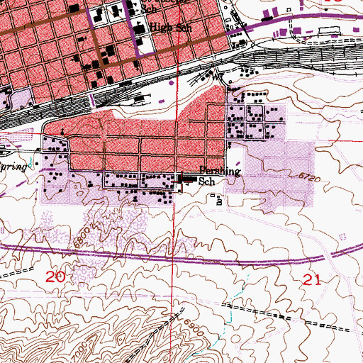 Topographic Map of Pershing School, WY