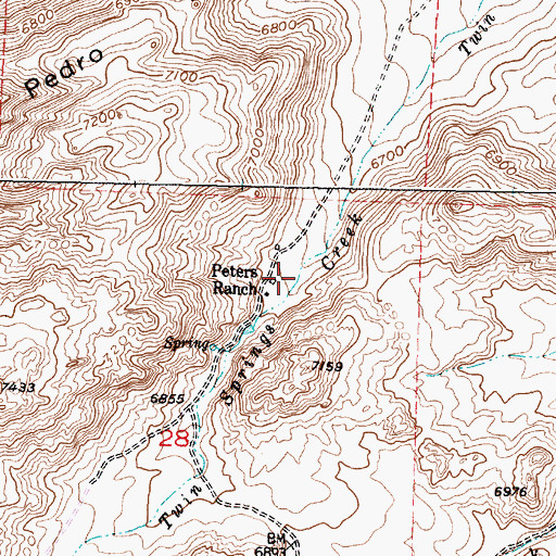 Topographic Map of Peters Ranch, WY