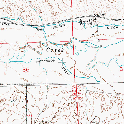 Topographic Map of Peterson Ditch, WY
