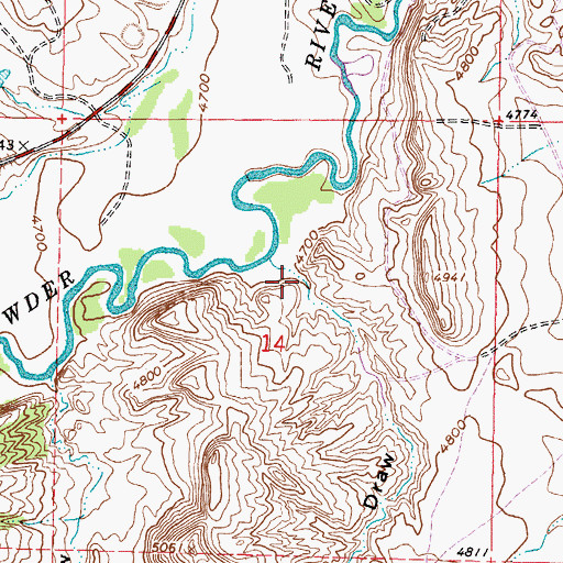 Topographic Map of Peterson Draw, WY
