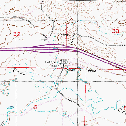 Topographic Map of Peterson Ranch, WY