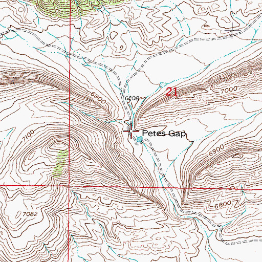 Topographic Map of Petes Gap, WY