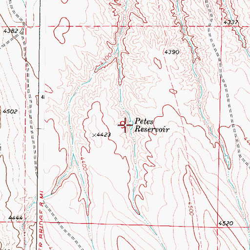 Topographic Map of Petes Reservoir, WY
