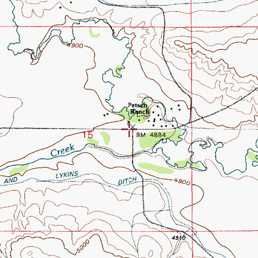 Topographic Map of Petsch Ranch, WY