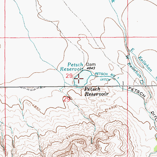 Topographic Map of Petsch Reservoir, WY