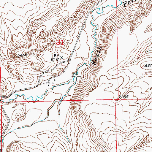 Topographic Map of Pevah Creek, WY
