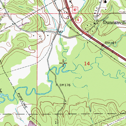 Topographic Map of Bunch Creek, AL
