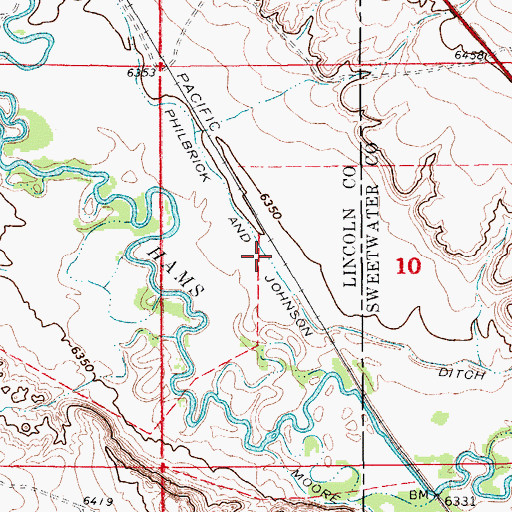 Topographic Map of Philbrick and Johnson Ditch, WY