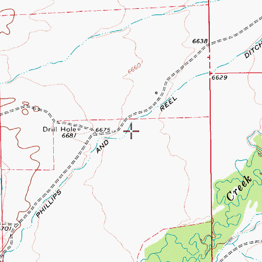 Topographic Map of Phillips and Reel Ditch, WY