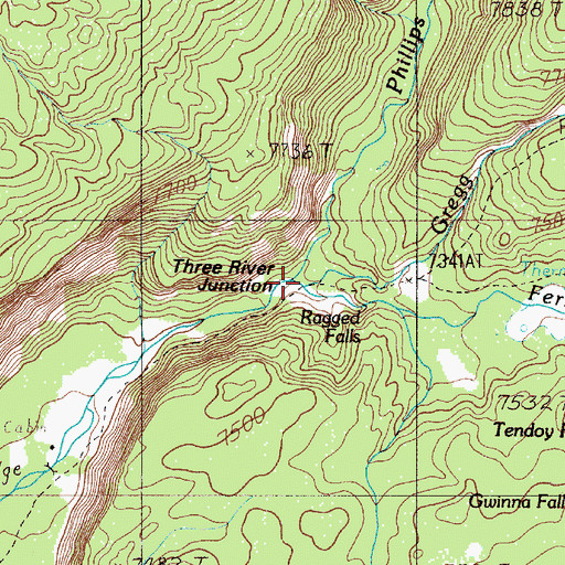 Topographic Map of Phillips Fork, WY